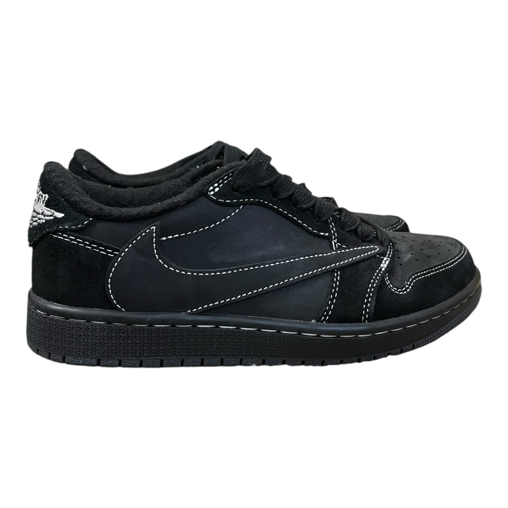 Travis Scott Black Low-Top Sneakers with White Contrast Stitching